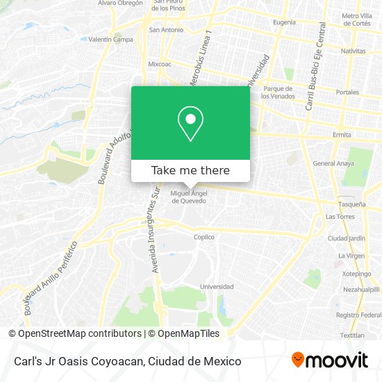 Mapa de Carl's Jr Oasis Coyoacan