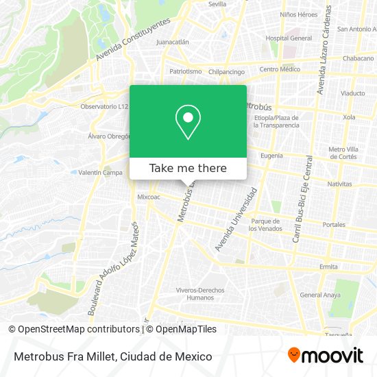Metrobus Fra Millet map