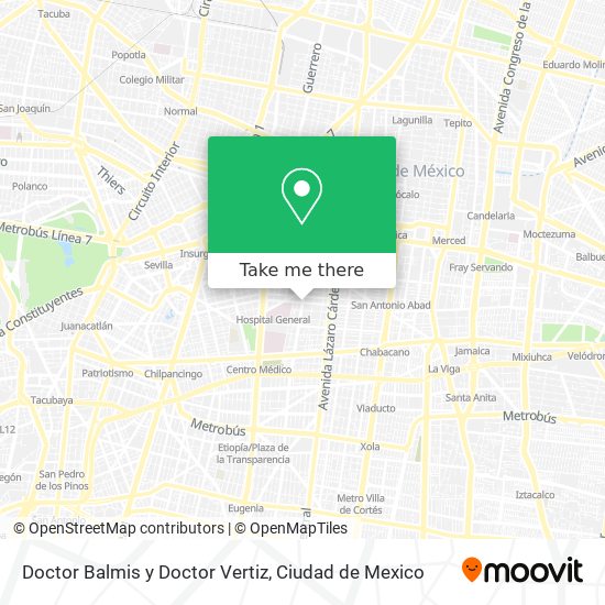 Doctor Balmis y Doctor Vertiz map