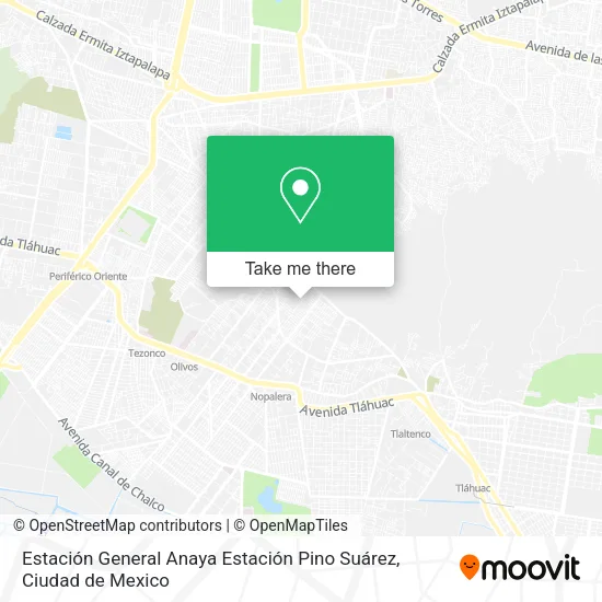 Mapa de Estación General Anaya Estación Pino Suárez