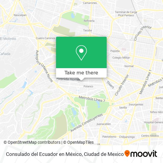 Consulado del Ecuador en México map