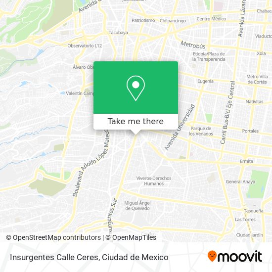 Mapa de Insurgentes Calle Ceres