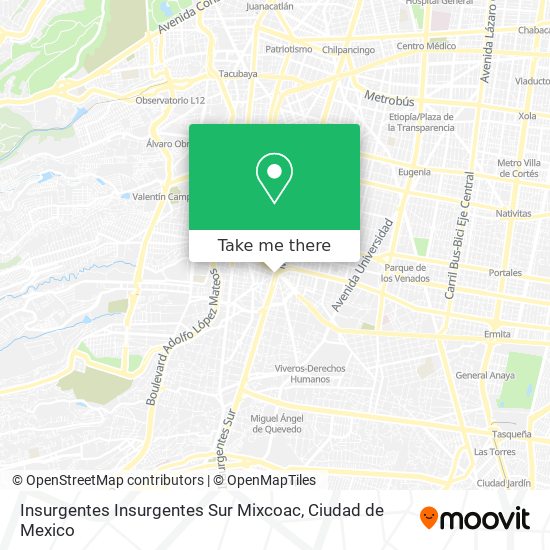 Insurgentes Insurgentes Sur Mixcoac map