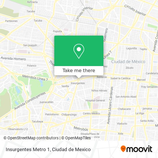 Insurgentes Metro 1 map