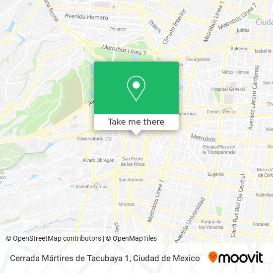 Mapa de Cerrada Mártires de Tacubaya 1