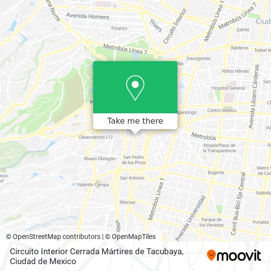 Mapa de Circuito Interior Cerrada Mártires de Tacubaya
