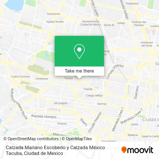 Calzada Mariano Escobedo y Calzada México Tacuba map