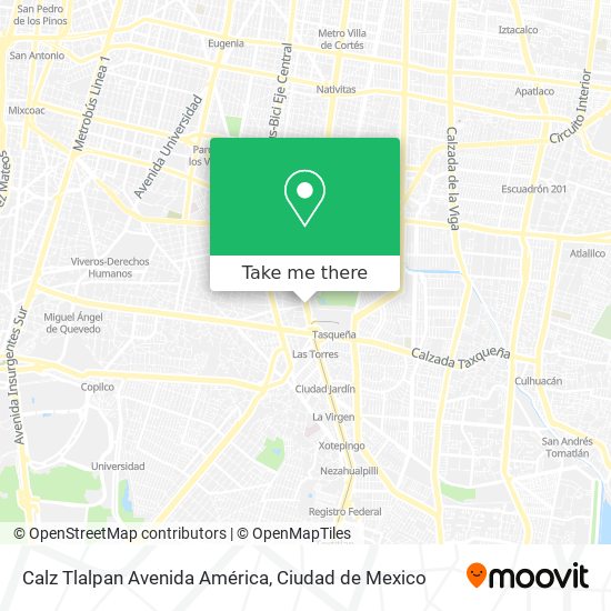 Calz Tlalpan Avenida América map
