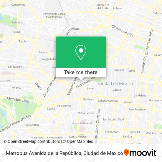 Mapa de Metrobus Avenida de la República
