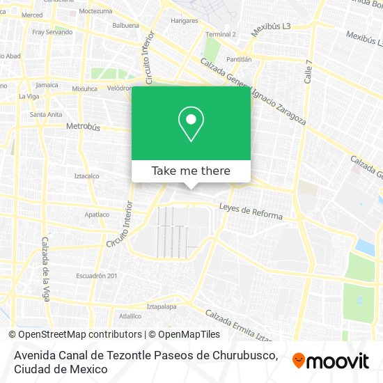 Avenida Canal de Tezontle Paseos de Churubusco map