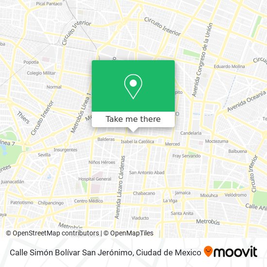 Mapa de Calle Simón Bolívar San Jerónimo