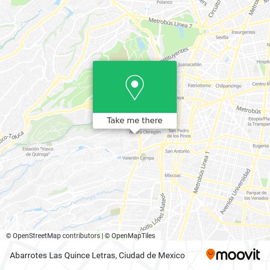 Abarrotes Las Quince Letras map