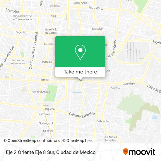 Mapa de Eje 2 Oriente Eje 8 Sur
