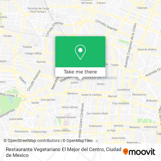 Mapa de Restaurante Vegetariano El Mejor del Centro