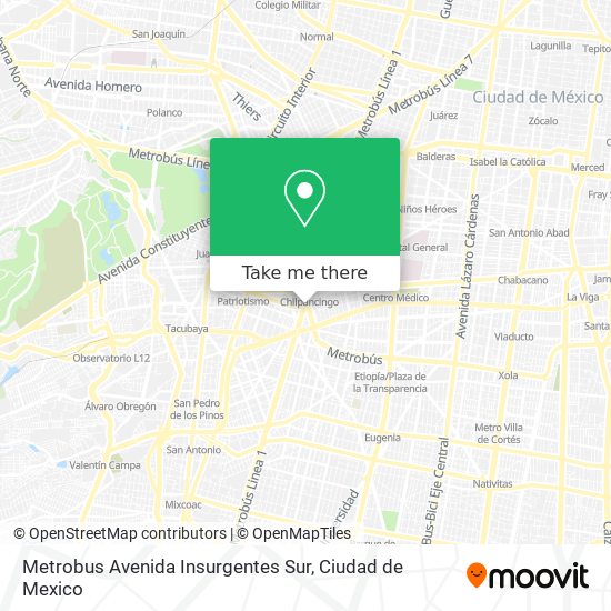 Metrobus Avenida Insurgentes Sur map
