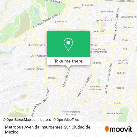 Metrobus Avenida Insurgentes Sur map
