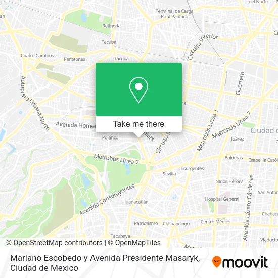 Mariano Escobedo y Avenida Presidente Masaryk map