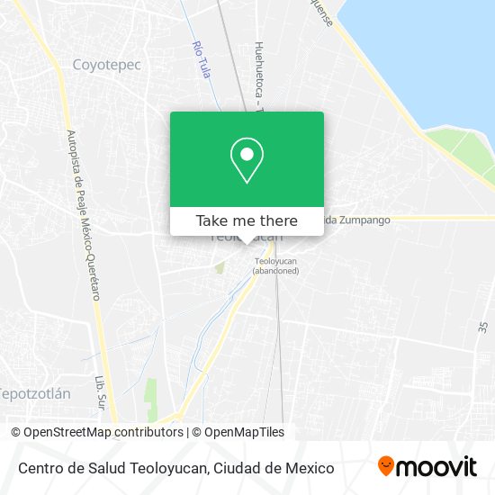 How to get to Centro de Salud Teoloyucan in Coyotepec by Bus or Train?