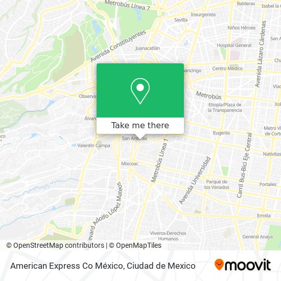 Mapa de American Express Co México