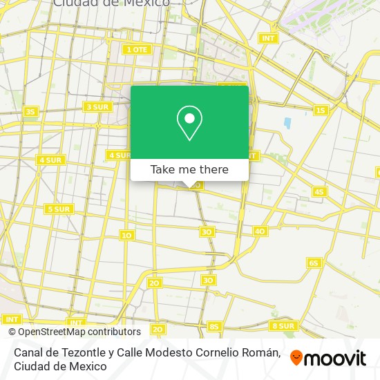Canal de Tezontle y Calle Modesto Cornelio Román map