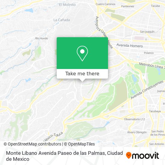 Monte Líbano Avenida Paseo de las Palmas map