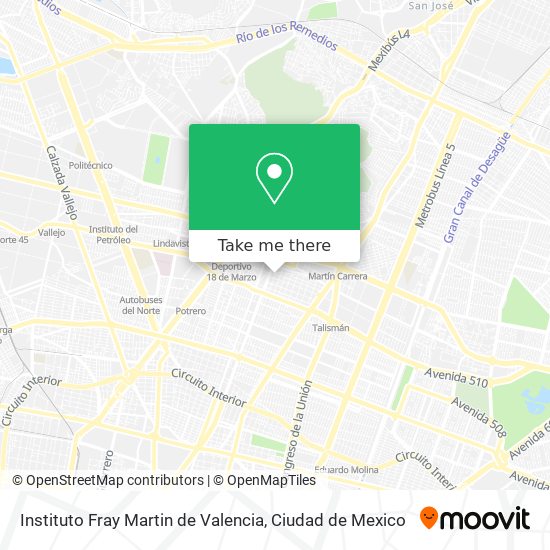Mapa de Instituto Fray Martin de Valencia