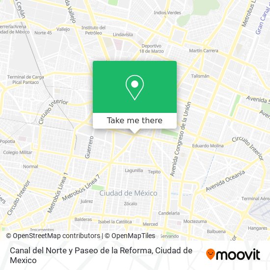 Mapa de Canal del Norte y Paseo de la Reforma