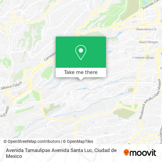 Mapa de Avenida Tamaulipas Avenida Santa Luc