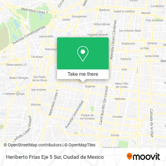 Heriberto Frias Eje 5 Sur map