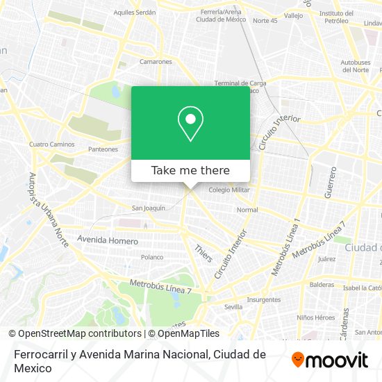 Ferrocarril y Avenida Marina Nacional map