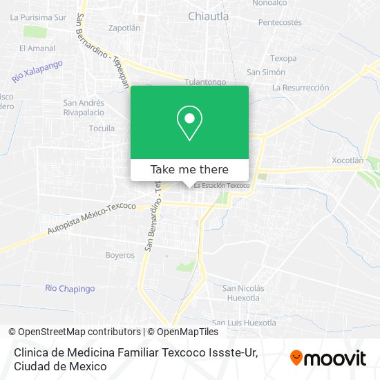 Mapa de Clinica de Medicina Familiar Texcoco Issste-Ur