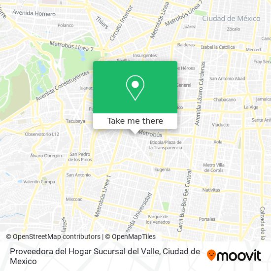 Mapa de Proveedora del Hogar Sucursal del Valle