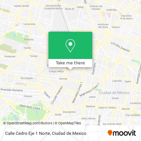 Mapa de Calle Cedro Eje 1 Norte