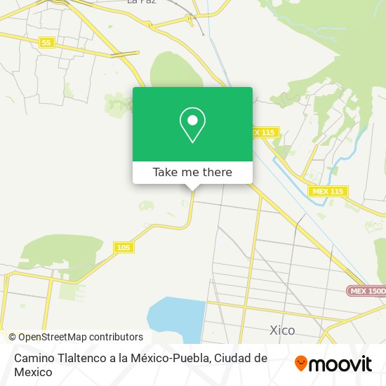 Camino Tlaltenco a la México-Puebla map