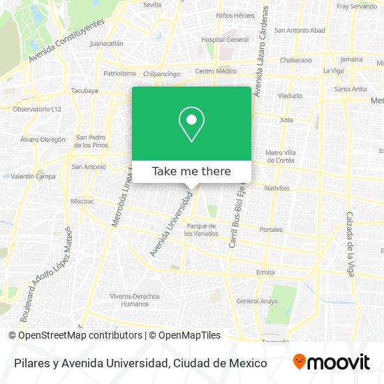 Pilares y Avenida Universidad map