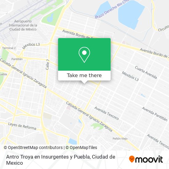 Antro Troya en Insurgentes y Puebla map