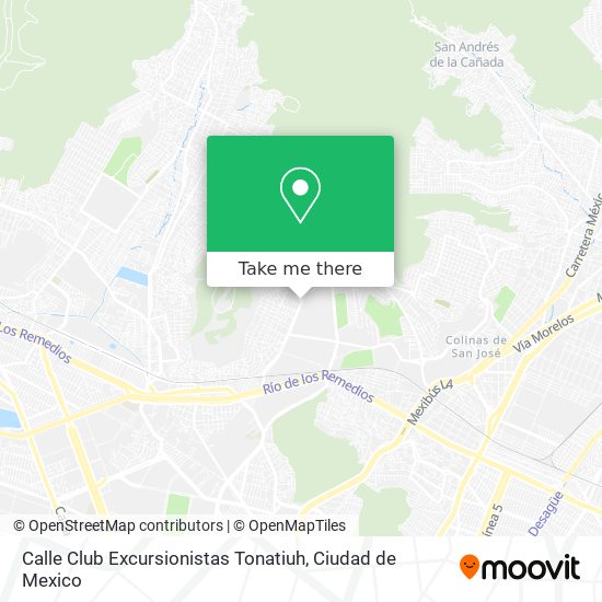 Mapa de Calle Club Excursionistas Tonatiuh