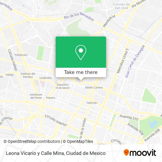 Leona Vicario y Calle Mina map
