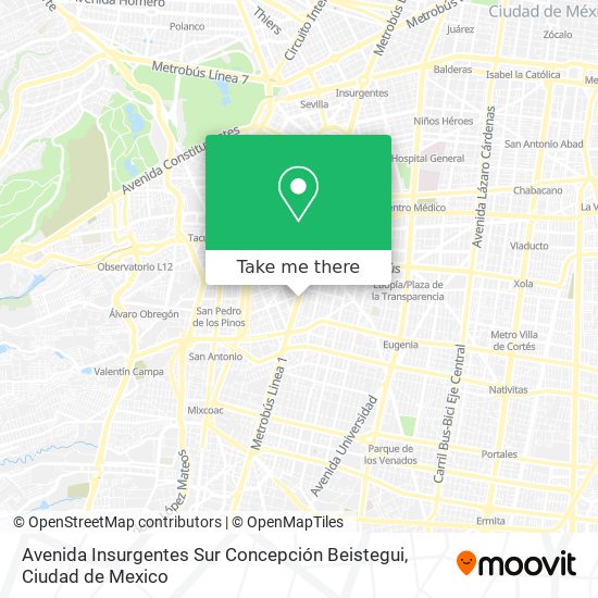Mapa de Avenida Insurgentes Sur Concepción Beistegui