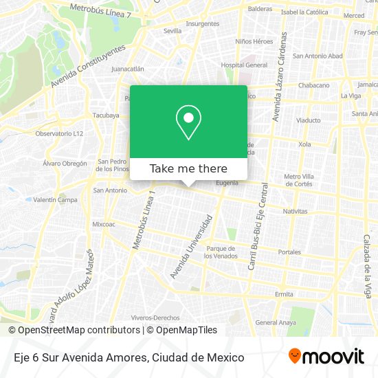 Eje 6 Sur Avenida Amores map