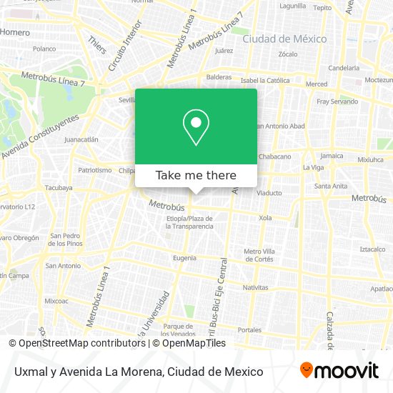 Mapa de Uxmal y Avenida La Morena