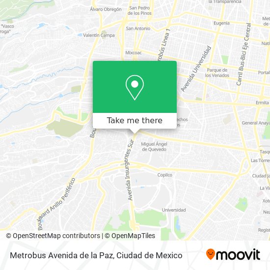 Mapa de Metrobus Avenida de la Paz