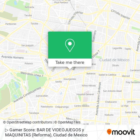 Mapa de ▷ Gamer Score: BAR DE VIDEOJUEGOS y MAQUINITAS (Reforma)