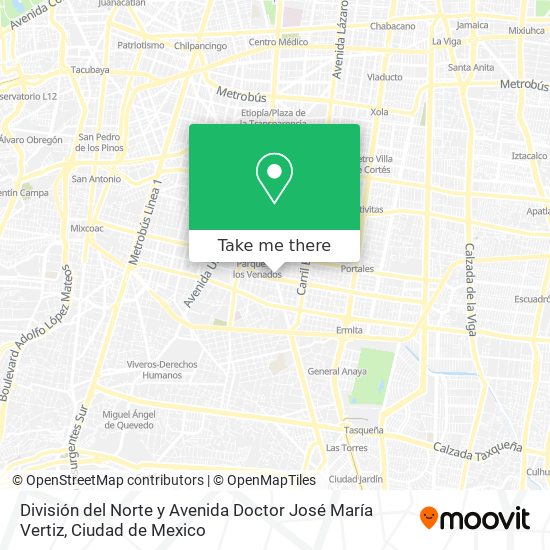 División del Norte y Avenida Doctor José María Vertiz map