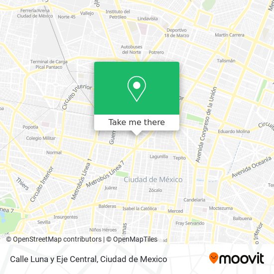 Calle Luna y Eje Central map