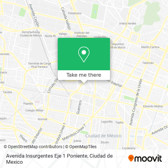 Mapa de Avenida Insurgentes Eje 1 Poniente