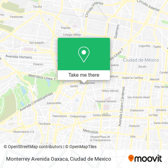 Mapa de Monterrey Avenida Oaxaca