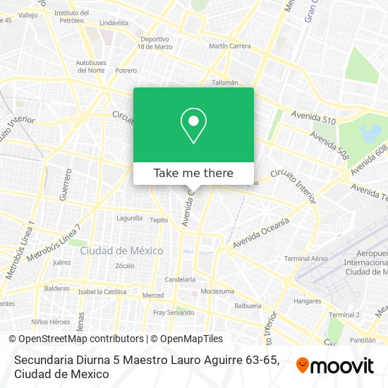 Secundaria Diurna 5 Maestro Lauro Aguirre 63-65 map