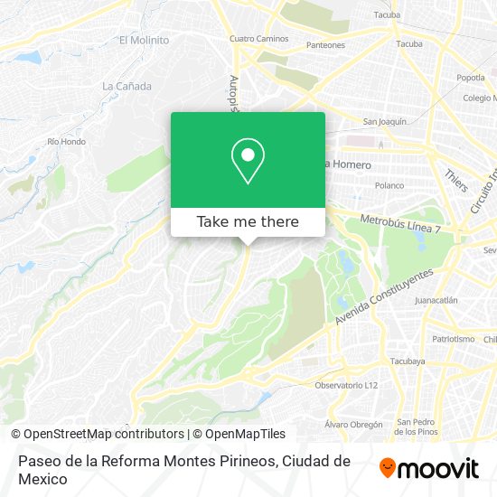 Paseo de la Reforma Montes Pirineos map