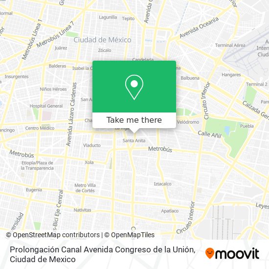 Prolongación Canal Avenida Congreso de la Unión map